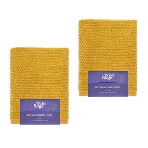 2 new YOLK YELLOW Wild Sage Savannah Quick Dry 90% Cotton 30"x54" BATH TOWELS
